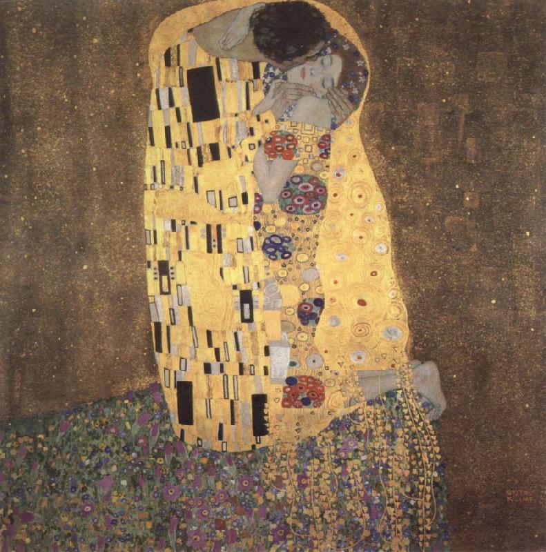 Gustav Klimt the kiss oil painting image